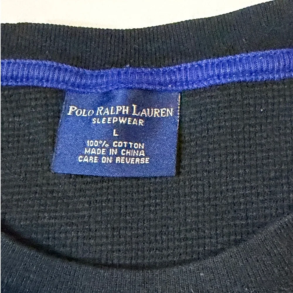 Polo Ralph Lauren Waffle Knit Thermal Shirt Size LG Y2K Cotton L/S